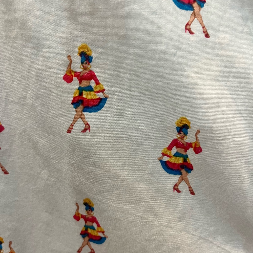 Crown & Ivy Mens Button Up Shirt Size Small Flamenco Dancer Novelty Print White - Picture 6 of 6